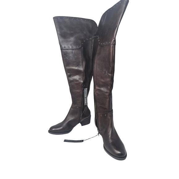 NEW Vince Camuto 7 Bestan Brown Leather Over the Knee Boot Boho Western - Picture 4 of 4